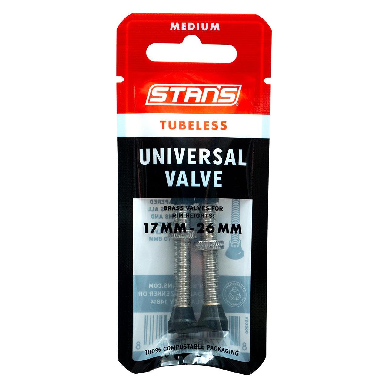 Notubes Stan's Tubeless Universal Valves - Medium - Brass (AS0290)