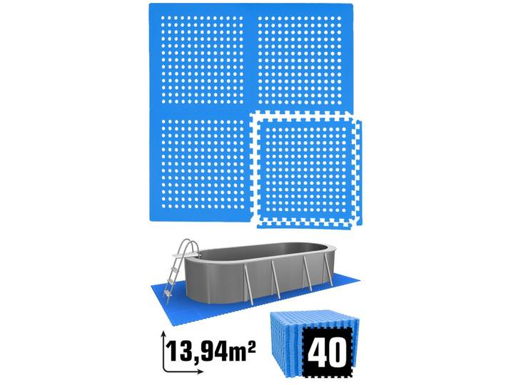 POOLMATTEN 13,9m² 40 EVA Matten 62 cm Blau