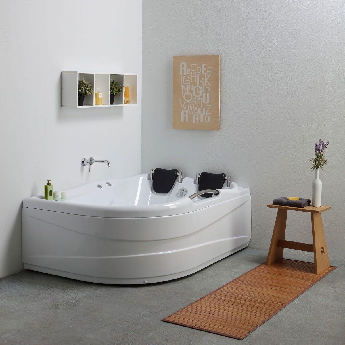 Weiße Whirlpool- Eckbadewanne für 2 Personen, Variante rechts | Aida