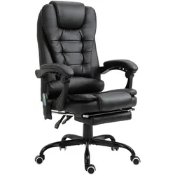 CHEFSESSEL Chefsessel mit Fußstütze Rückenpolster einstellbar PVC Schwarz