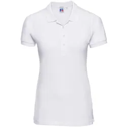 Russell Ladies Stretch Polo-Shirt Damen langer, schmaler Schnitt R-566F-0, white, L