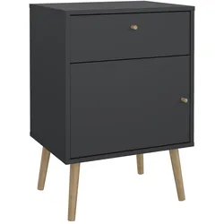 WellHome - Nachttisch mit 1 Tür und 1 Schublade in der Farbe Matt-Grau 51 x 40 x 73 cm - Guadiana