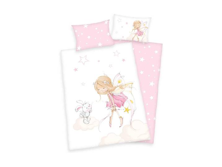 Kinderbettwäsche HERDING Little Fairy , rosa, B/L: 100cm x 135cm, 1 Stk., 1 Stk., Flanell, B/L: 60cm x 40cm, Flanell, Obermaterial: 100% Baumwolle, Bettwäsche, Kinderbettwäsche, mit niedlichem Feen-Motiv