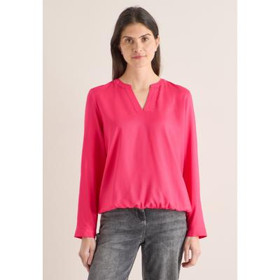 Langarmbluse CECIL, Damen, Gr. XXL (46), geranium rot, Stoff, 100% Viskose, unifarben, klassisch normal, V-Ausschnitt, Bündchen, Blusen, in Blusen-Optik