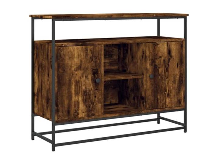 Makastle Sideboard Räuchereiche 100x35x80 cm aus Holzwerkstoff und Stahl mit Stauraum