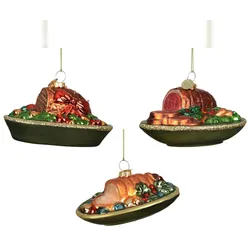 Christmas Decorations 1 Christbaumschmuck Glas 10,5cm Festtagsbraten Figur sortiert Weihnachtsbaum Anhänger Christbaumanhänger Weihnachtsbaumschmuck Weihnachtsdeko Bunt