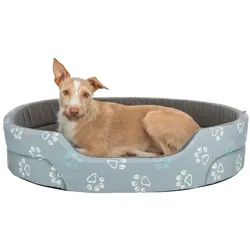 TRIXIE Bett Jimmy, Baumwoll-Optik, oval, 75 × 65 cm, hellgrau/dunkelgrau