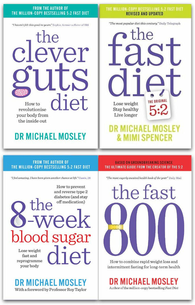 SHORT BOOKS LTD Fast Diet, 8-Week Blood Sugar Diet, Clever Guts Diet, Fast 800 4 Books Collection Set