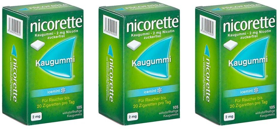Nicorette Kaugummi Icemint 2 mg Nicotin 3x105stk