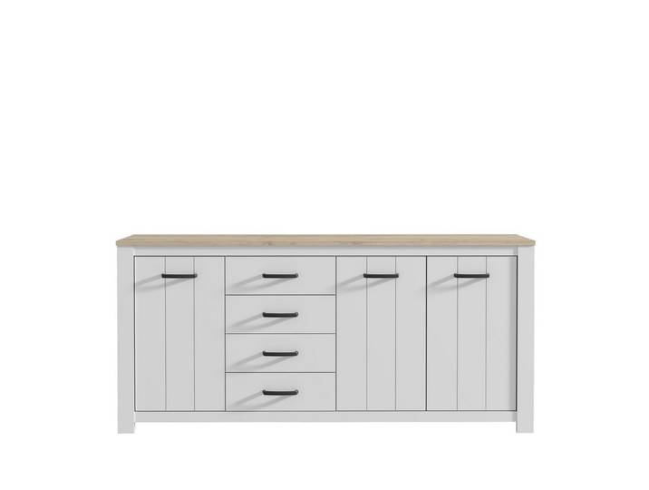 freiraum Kommode ELARA, in Weiss Matt/ Bianco Eiche - 206x95,7x42,2cm (BxHxT)