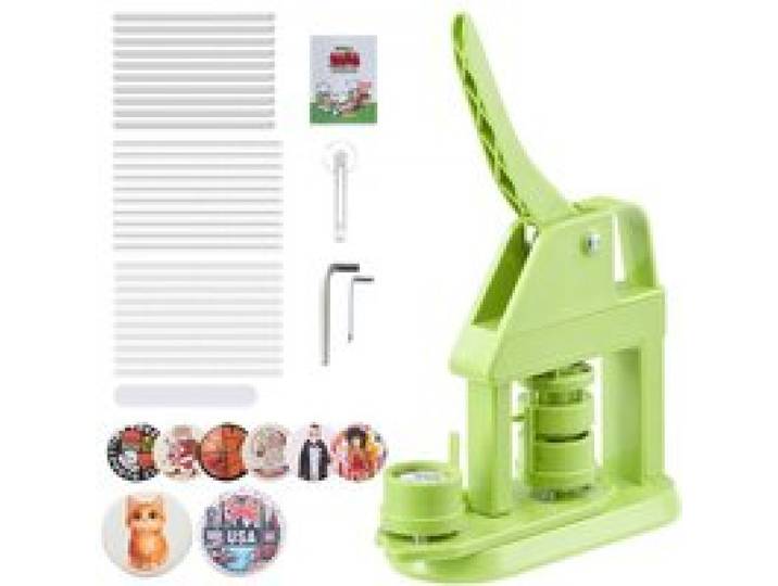 VEVOR Machine à Badge Bouton, 32 mm, Presse à Badges en Plastique avec 500 Kits de Badges, Cutter Circulaire, Clés Hexagonales, Poignée Ergonomique, pour DIY Personnalisation, Enfants et Adultes, Vert