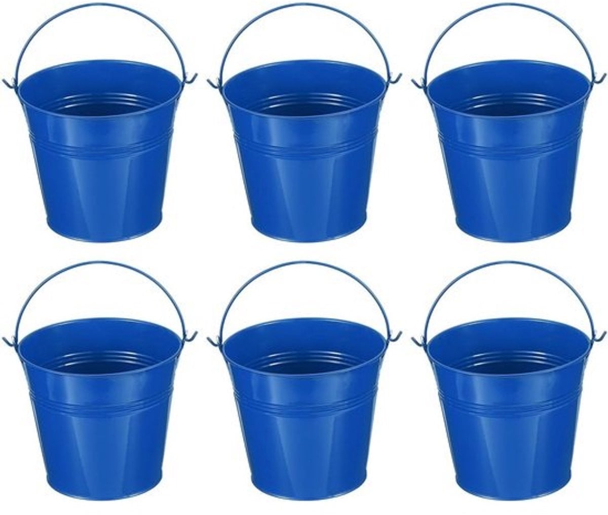 Set van 6 metalen mini emmertjes met hendel voor decoratie, knutselen en opslag