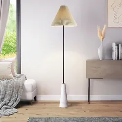 HOME DELUXE Stehlampe in Marmoroptik - Weiß