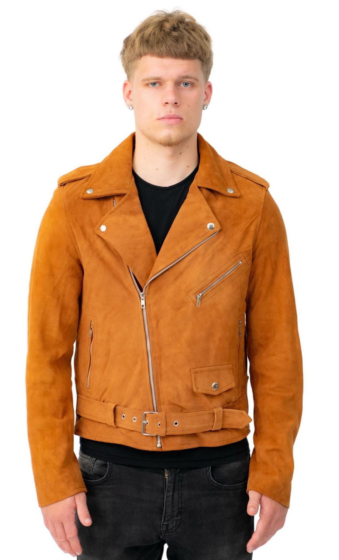 Herren-Brando-Bikerjacke aus Ziegenveloursleder – Melbourne