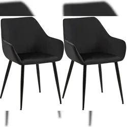 Proregal CHEFGASTRO 2er Set Esszimmerstuhl TLAQUEPAQUE Samt HxBxT 82x52x63cm Schwarz Küchenstuhl
