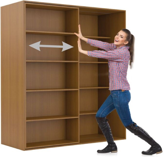 B2B Partner Zweireihiges Schiebe-Bücherregal DOUBLE, 1800 x 700 x 2000 mm, Kirsche