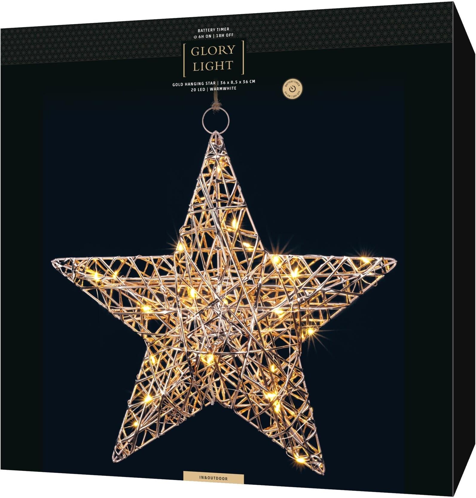 STT LED Dekofigur "hanging star, 36", gold (goldfarben), H: 36cm, Leuchten, LED Dekofigur goldfarben H: 36cm