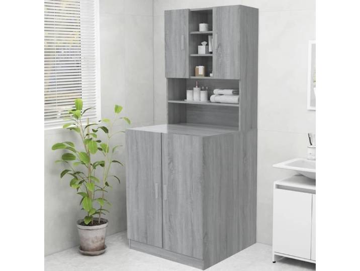 BFD  Meuble lave-linge JILLE - Meuble pour machine à laver Sonoma gris 70 5x25 5x90 cm 5183