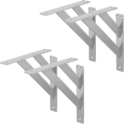 ML-Design 4er Set Regalhalter Alu Regalwinkel Regalträger Regalbodenträger Regal-Konsole Silber
