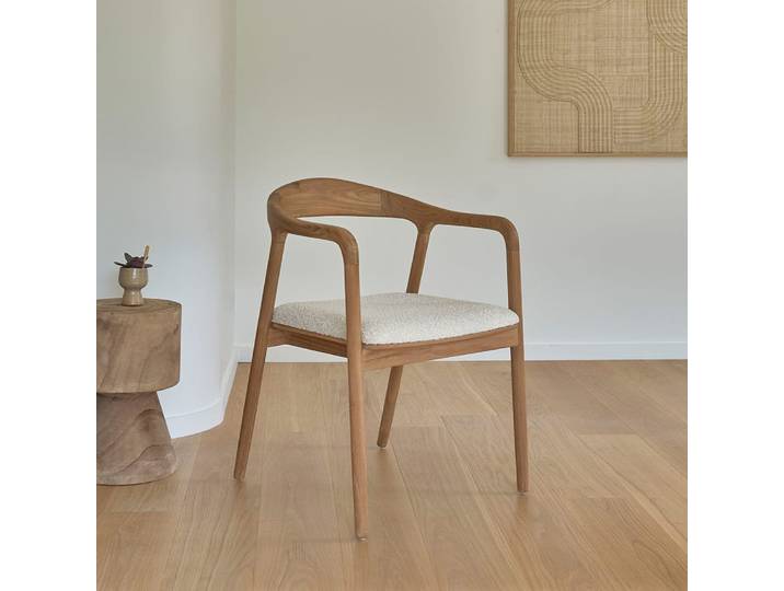 Chaise en teck massif assise bouclette
