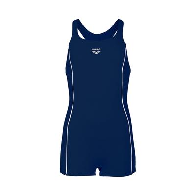Badeanzug ARENA "G FINDING JR R für Mädchen", Mädchen, Gr. 152 (146), N-Gr, blau (navy, weiß), Obermaterial: 100% Polyester, Badeanzüge Badeanzug, sportlicher Stil, schnell trocknendes Material, UV-Schutz UPF 50+