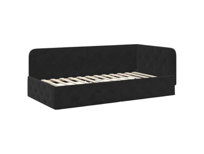 PUGYNBK Eckbettgestell in Schwarz, 90 x 200 cm, Samt L-Design, platzsparend, wendbare Armlehne, multifunktionales Schlafsofa, moderner Stil