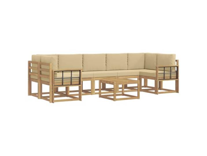 PUGYNBK Sofa-Set für den Außenbereich, 6-teilig Akazienholz, massiv, modular, Lattenrahmen, Garten, Terrasse, Pool