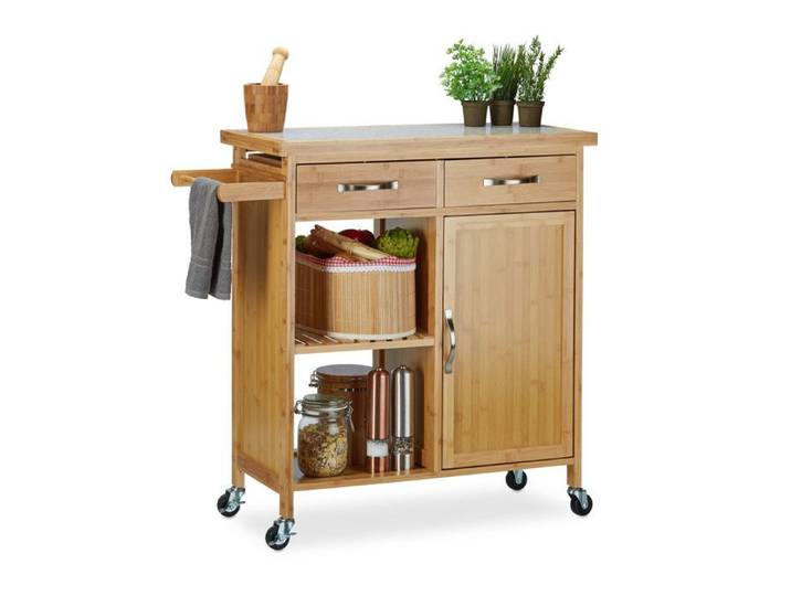 Desserte de Cuisine - RELAXDAYS - 10020947 - Bambou - 36 x 89 x 86 cm - Aspect bois