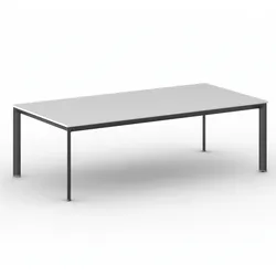 Konferenztisch PRIMO INVITATION 240x120 cm, schwarzes Metallgestell, weiß