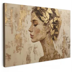 LEINWANDBILD Frau - Gold - Abstrakt - Textur Wohnzimmer Groß 120x80 cm