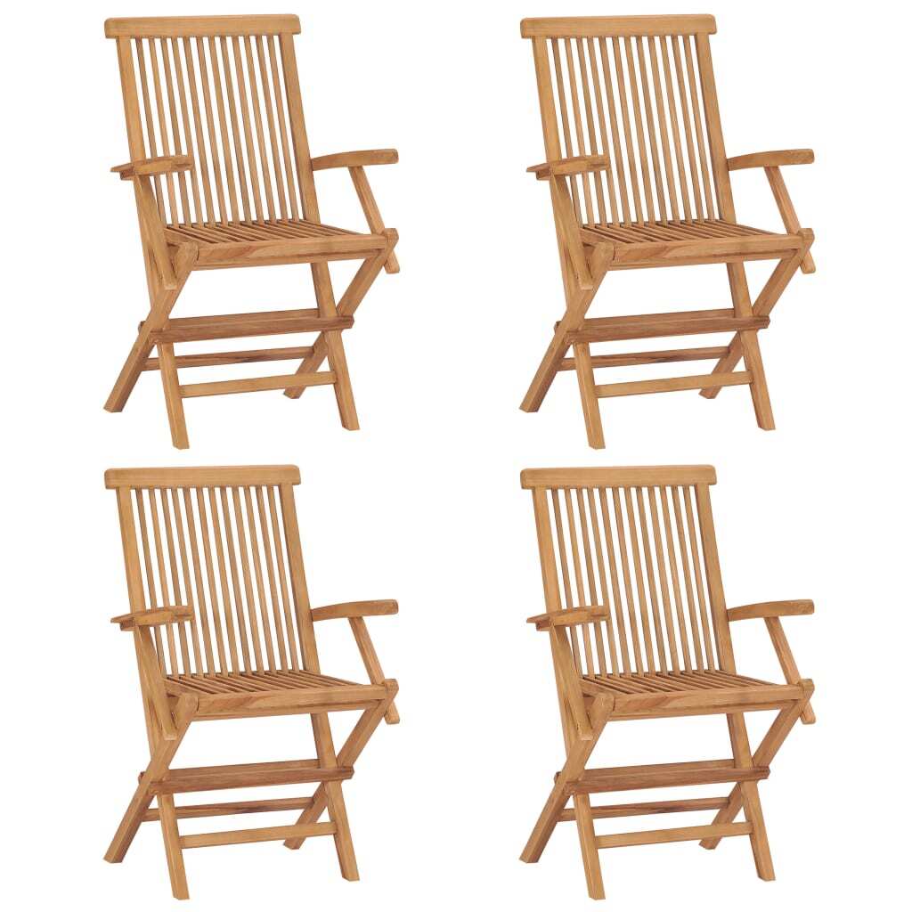 Klappstühle mit anthrazitfarbenen Kissen, 4-teilig, Massivholz Teakholz