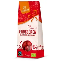 Landgarten Erdbeeren in weißer Zitronenschokolade bio