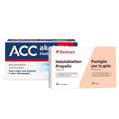 Acc® akut 600mg Hustenlöser + Redcare Halstabletten Propolis 20+60 St Set