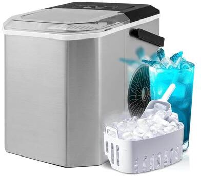 Portable Bullet Ice Machine Countertop Ice Maker w/ Self-Cleaning