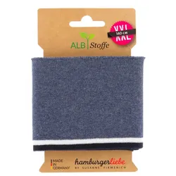 Albstoffe Bio-Strickbündchen "Cuff Me College", jeans/marine/weiß, 1,4 m