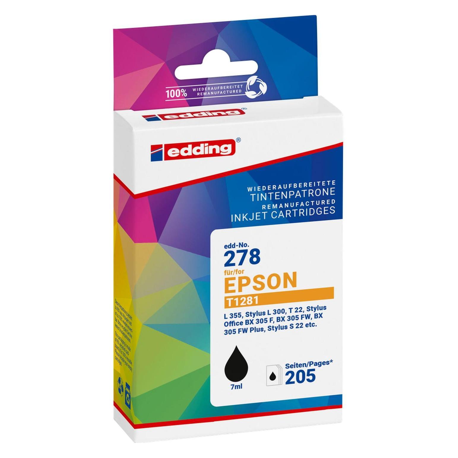 Edding EDD-278 schwarz Druckerpatrone kompatibel zu EPSON T1281M (18-278/18-278-01)