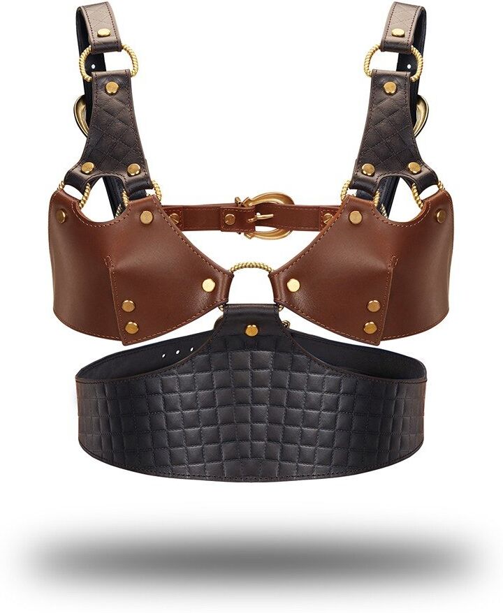 Liebe seele Bustier en Cuir - Noir, Marron & Doré