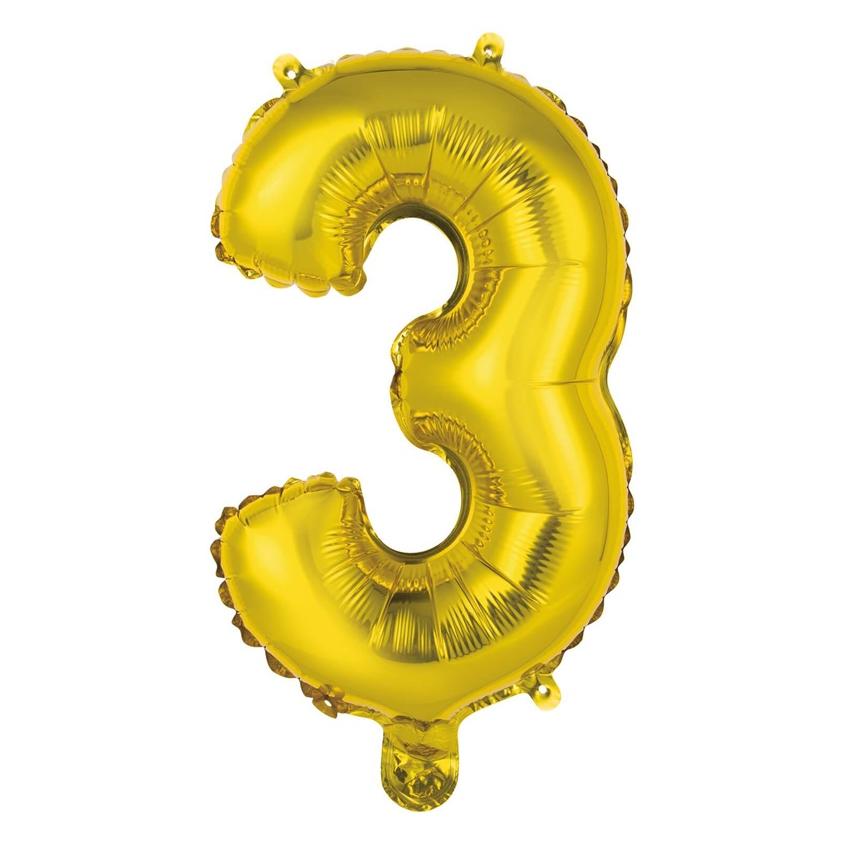 Amscan Folienballon Mini Zahl 3 gold (5x) (9909681)