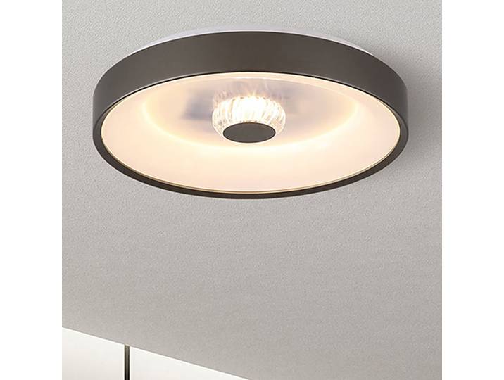 Plafonnier LED Ø 39cm Blanc/Marron/Mocca Fer, laqué Polyacrylique LED non-remplaçables Module LED