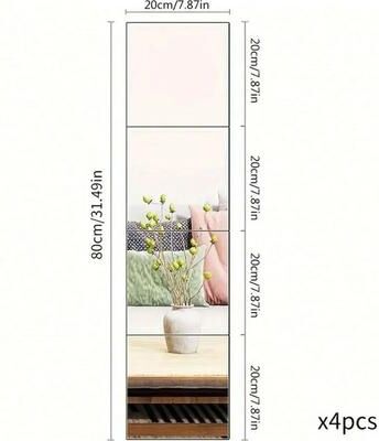 Useful Little Things Self Adhesive Acrylic Mirror Wall Stickers 4pcs 7.87 X 7.87 In