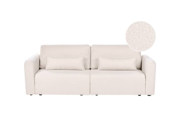 SCHLAFSOFA 3-Sitzer Bouclé Hellbeige mit Stauraum Vaxholm