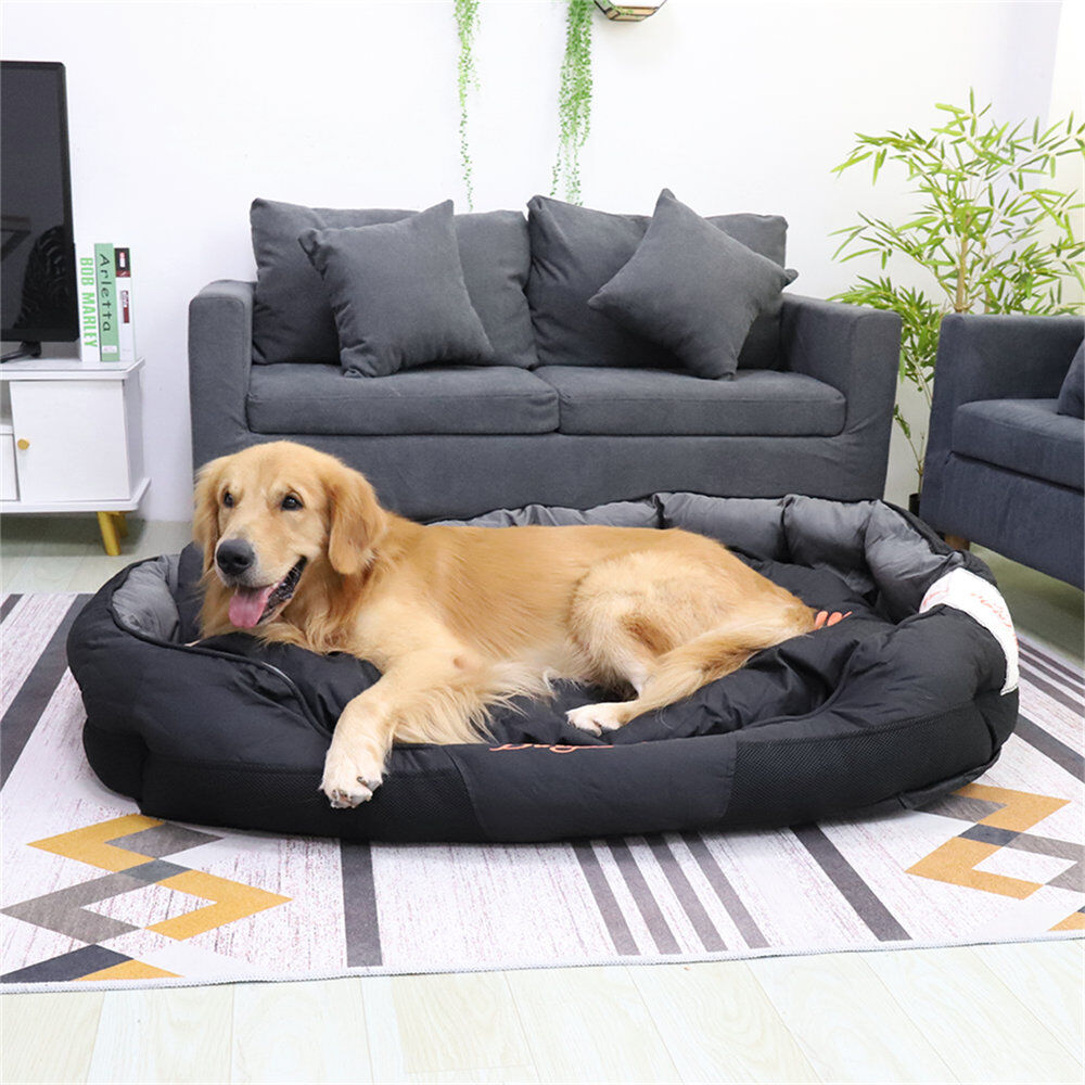 UNHO Oval Pet Bed Black 22cm H x 105cm W x 80cm D