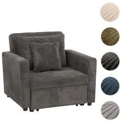 Schlafsessel HWC-L90, Klappsessel Gästebett Relaxsessel, Liegefläche 200x100cm Stoff/Textil Cord ~ dunkelgrau