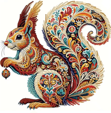 Inspire Essentials Animal Diamond Painting Kit DIY Partial Drill Butterfly, Rabbit, And Cat Art For Adults And Kids squirrel 30x30cm