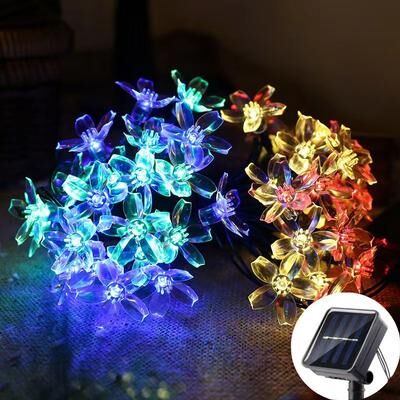 Inspired Finds Solar Fairy String Lights Sakura Peach Flower LED Outdoor Garden Decor multicolor