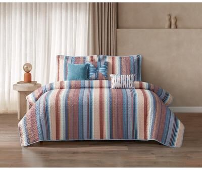 Haven & Willow Billie 6 Piece Striped Multicolor Reversible Bedspread set