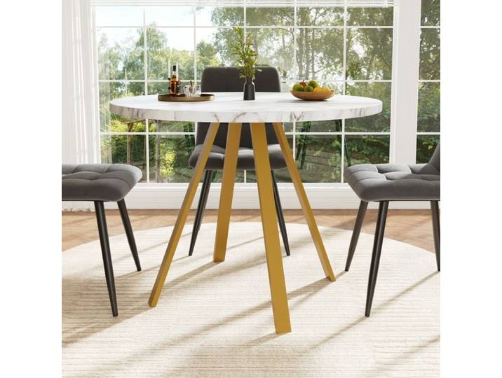 Table à manger ronde (80×80×75cm) Adapté pour salle à manger Table basse ronde pour 4 personnes Table de cuisine