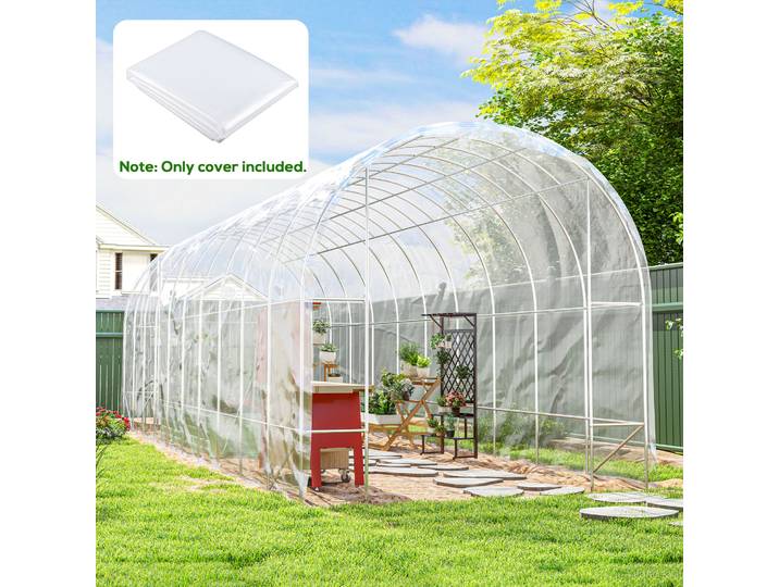 Outsunny Bâche de serre en plastique, bâche de protection pour plantes, résistante aux UV, imperméable, 8 x 10 m