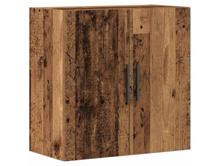 KLGBNCVE Wandschrank 60 x 31,5 x 60 cm Holzwerkstoff Altholz Wandmontage, Regalbretter, Tür mit Scharnier, lange Stangengriffe, Holzwerkstoff, Altholz-Optik, Bad, Wohnzimmer, Flur
