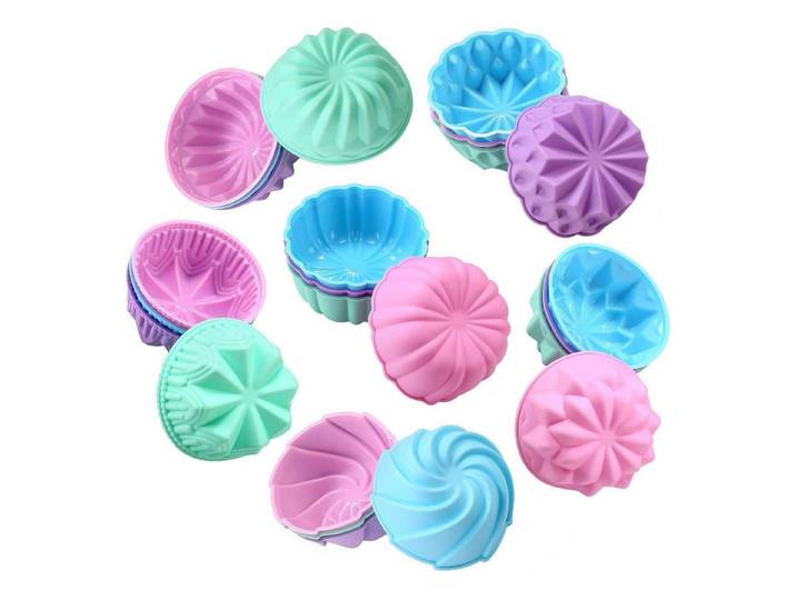 LuxusKollektion Muffinform Silikon-Cupcake-Förmchen 6er Set 7,6cm Bunt, (24-tlg)